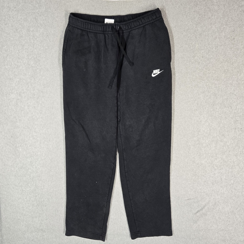 Nike Men Activewear Pants M Black Embroidered Sweatpants Fleece 804395-010 Logo